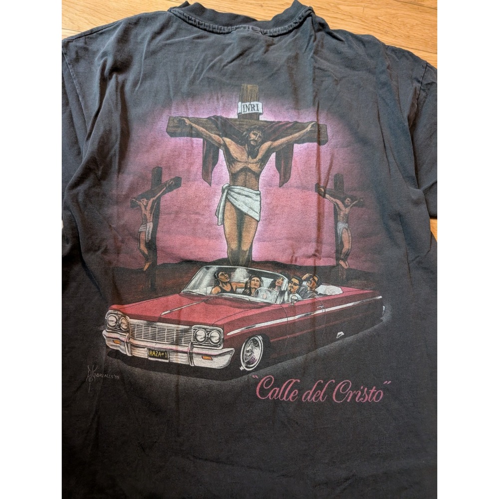 1995‎ David Gonzales Art Kid Frost La Raza Rap Chicano Pachuco Shirt Cholo XL - Picture 2 of 8